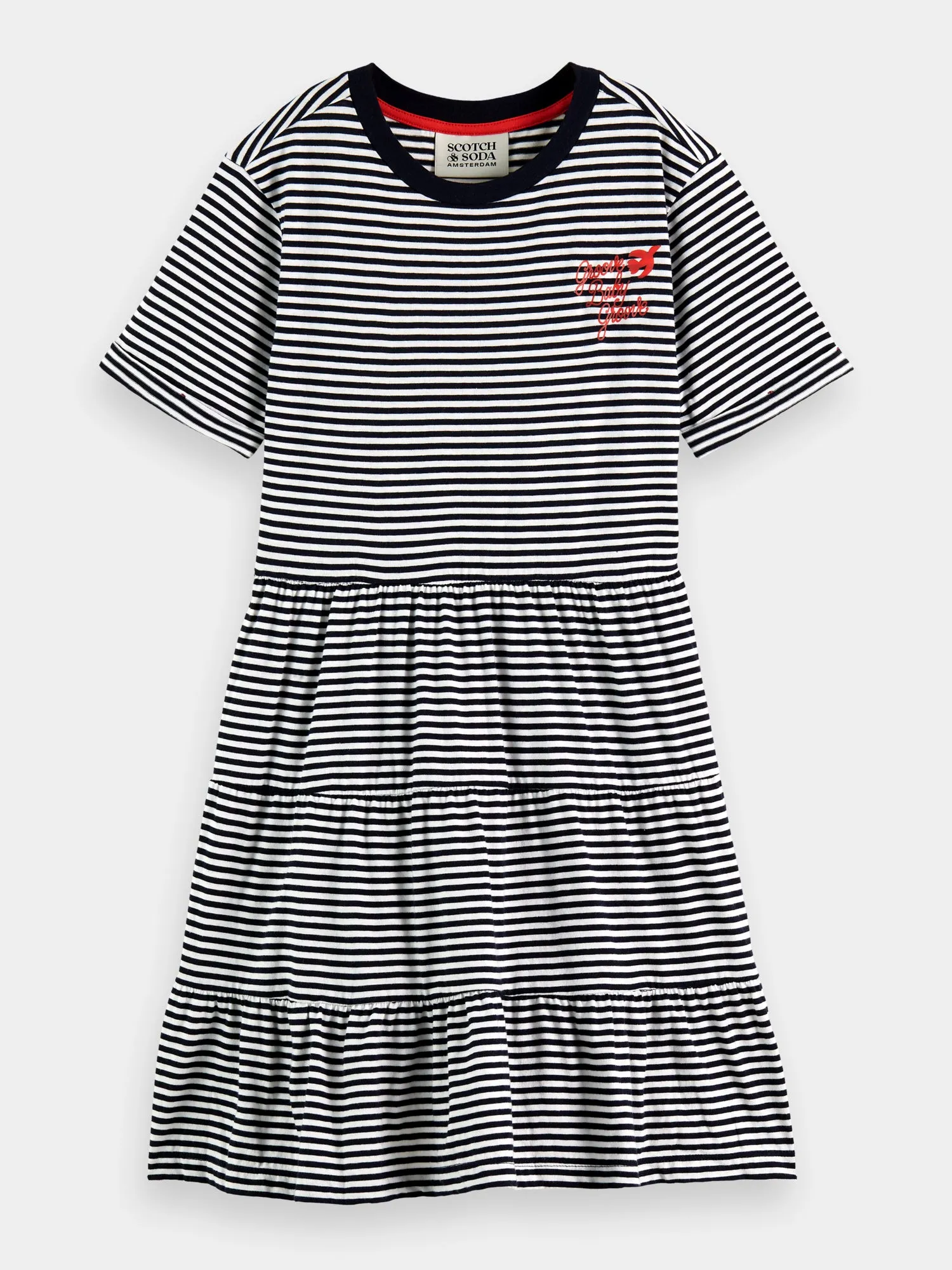 Kids - Tiered striped mini dress