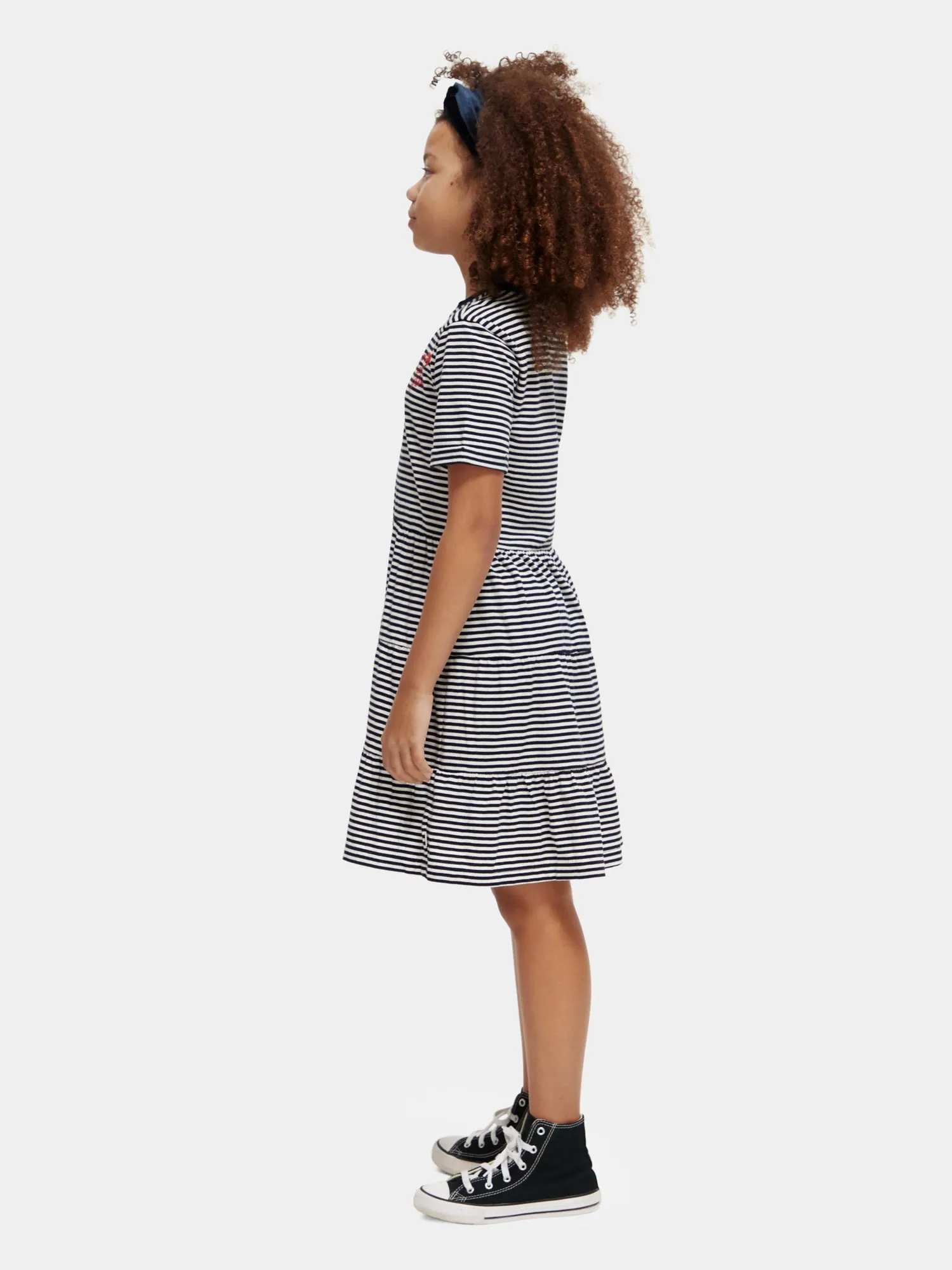 Kids - Tiered striped mini dress