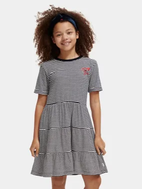Kids - Tiered striped mini dress