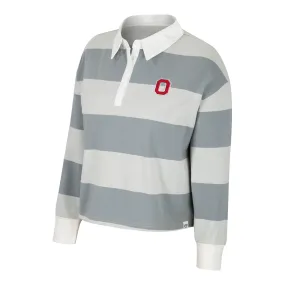 Ladies Ohio State Buckeyes World Peace Rugby Gray/White Pullover T-Shirt