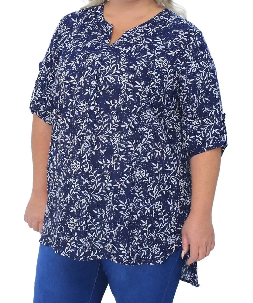 Ladies Printed Mandarin Blouse