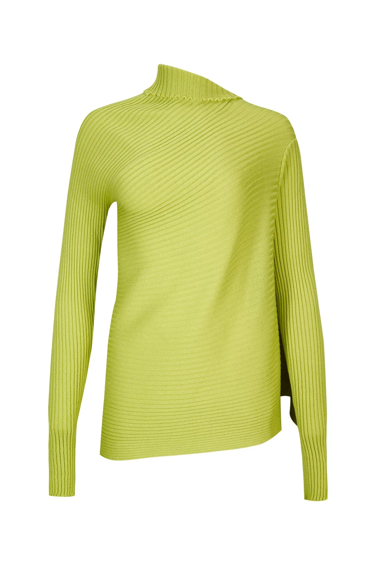 LIME MERINO DRAPED JUMPER