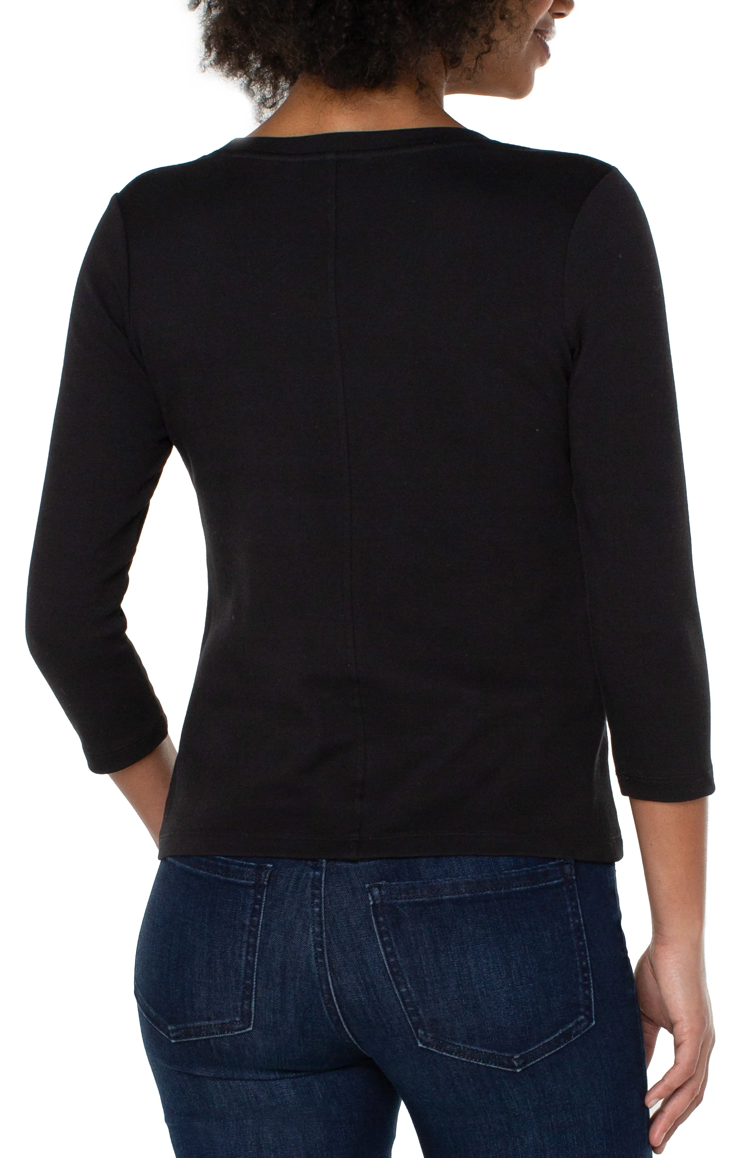 LIVERPOOL 3/4 SLEEVE SCOOP NECK TEE - BLACK - LM8A00K99001