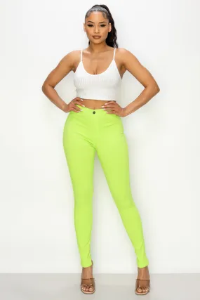 LV-300 NEON GREEN HIGH WAISTED COLORED JEANS