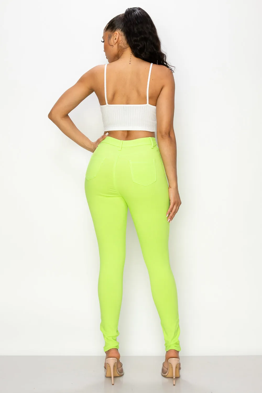 LV-300 NEON GREEN HIGH WAISTED COLORED JEANS
