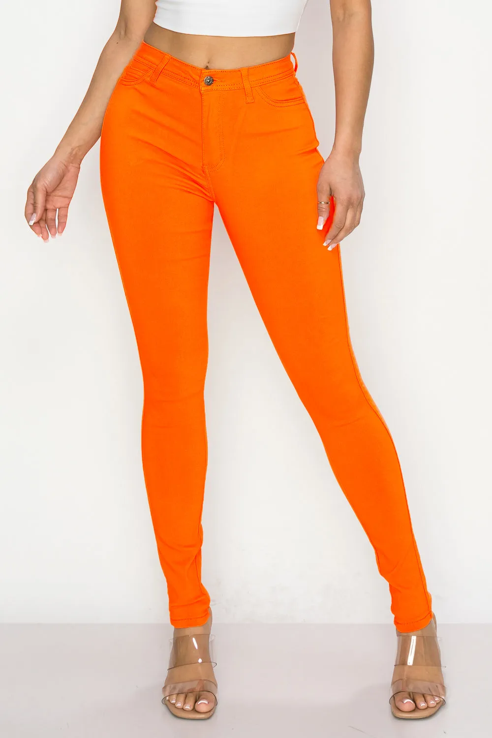 LV-300 NEON ORANGE HIGH WAISTED COLORED JEANS