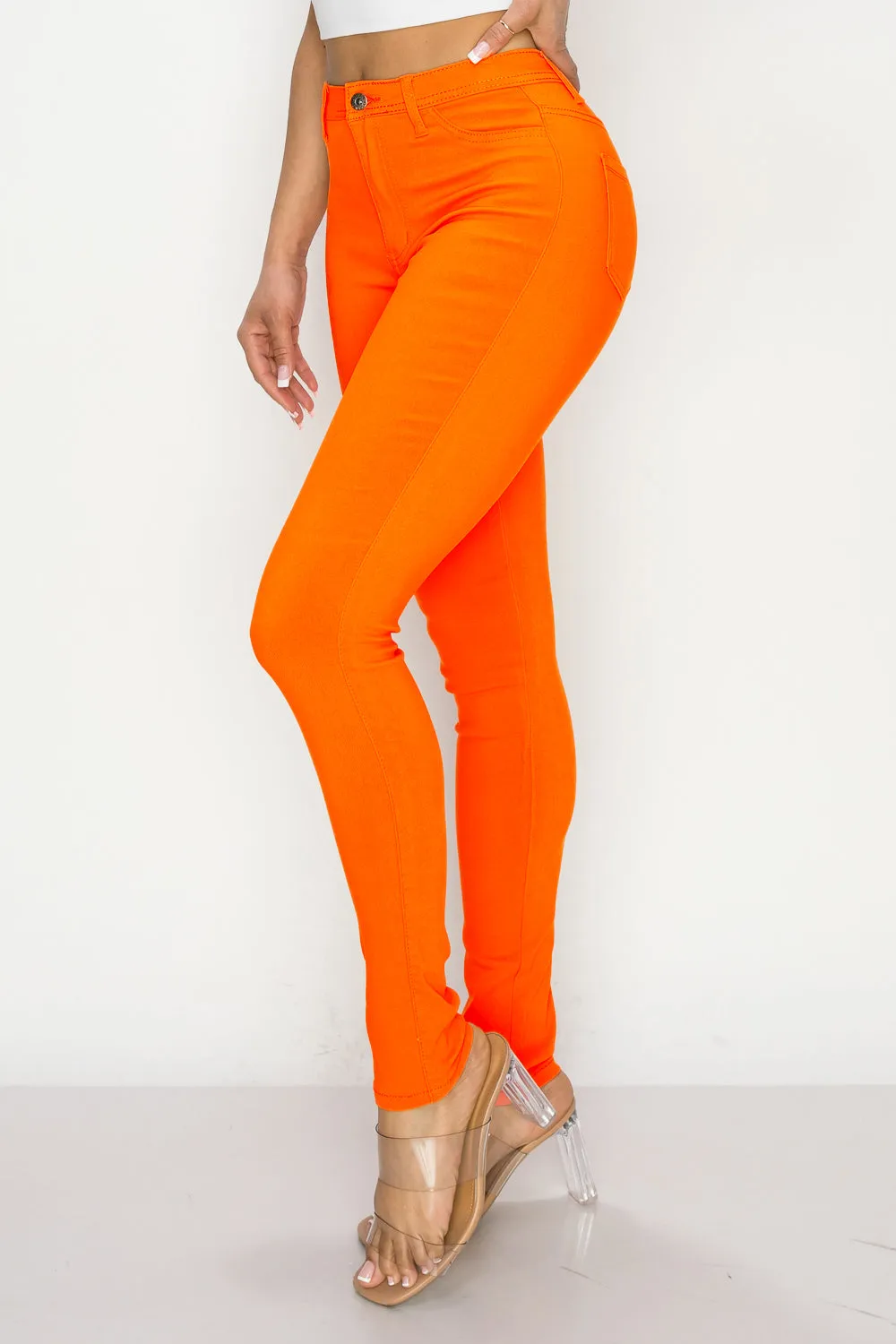 LV-300 NEON ORANGE HIGH WAISTED COLORED JEANS