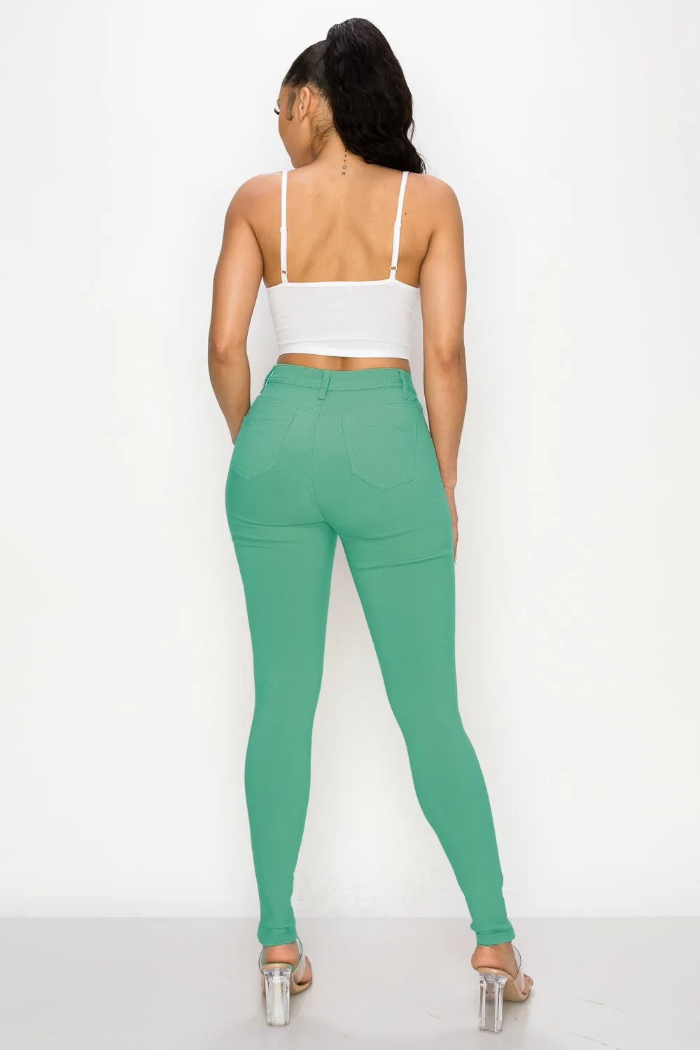 LV-300 TURQUOISE HIGH WAISTED COLORED JEANS