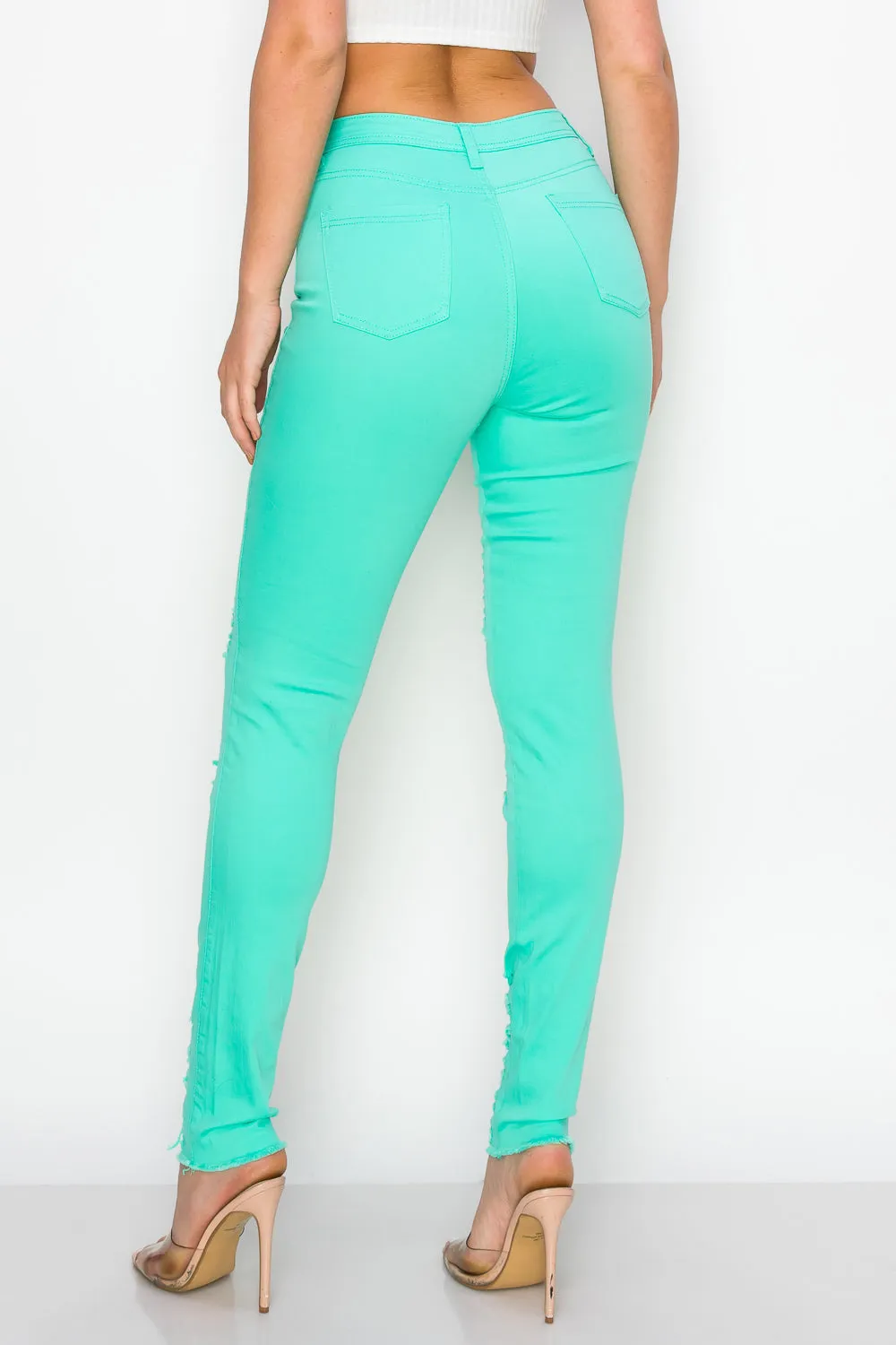 LV-420 MINT RIPPED SKINNY DENIM