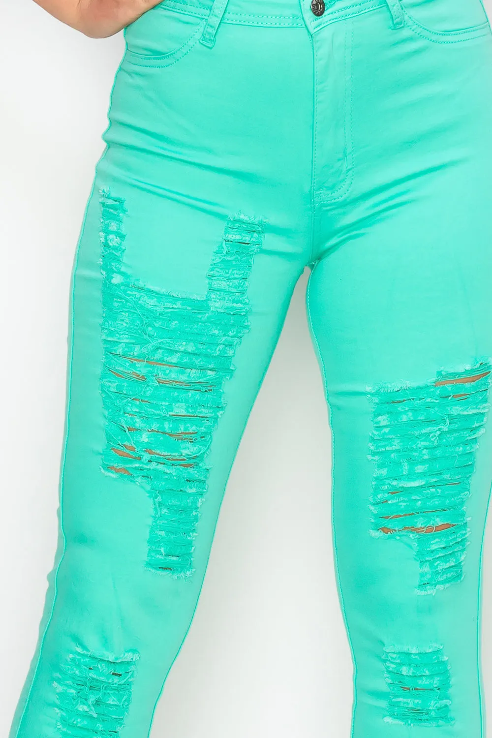 LV-420 MINT RIPPED SKINNY DENIM