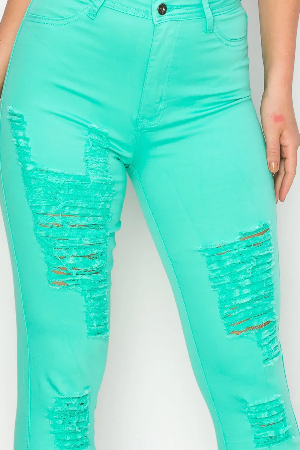 LV-420 MINT RIPPED SKINNY DENIM