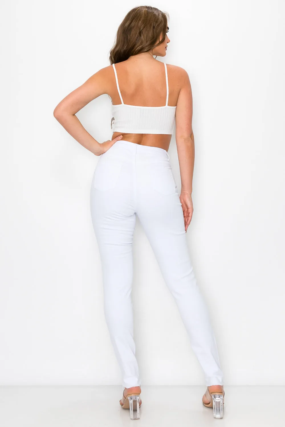 LV-420 WHITE RIPPED SKINNY DENIM