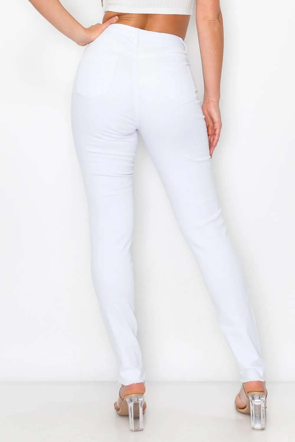 LV-420 WHITE RIPPED SKINNY DENIM