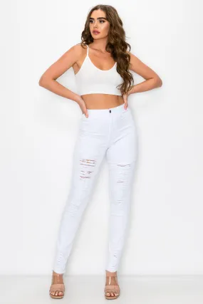 LV-420 WHITE RIPPED SKINNY DENIM