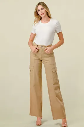 LVB-600 KHAKI HIGH WAISTED SUPER-STRETCH CARGO PANTS