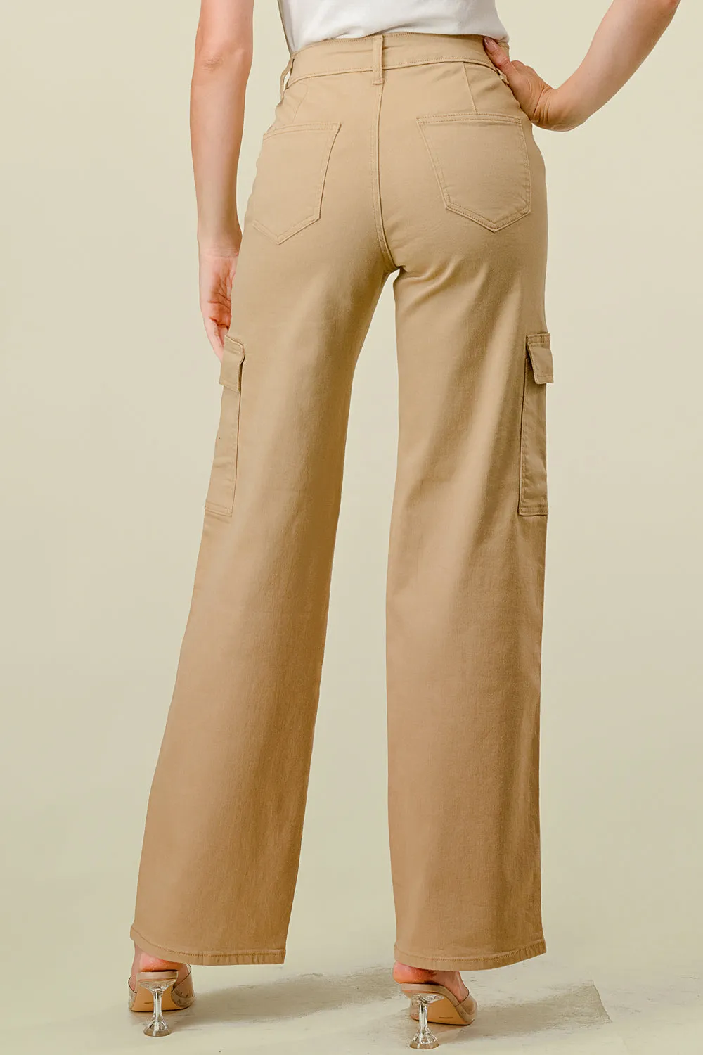 LVB-600 KHAKI HIGH WAISTED SUPER-STRETCH CARGO PANTS