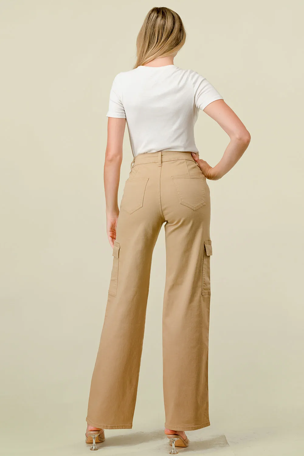 LVB-600 KHAKI HIGH WAISTED SUPER-STRETCH CARGO PANTS