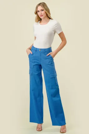 LVB-600 SKY BLUE HIGH WAISTED SUPER-STRETCH COLORED CARGO JEANS