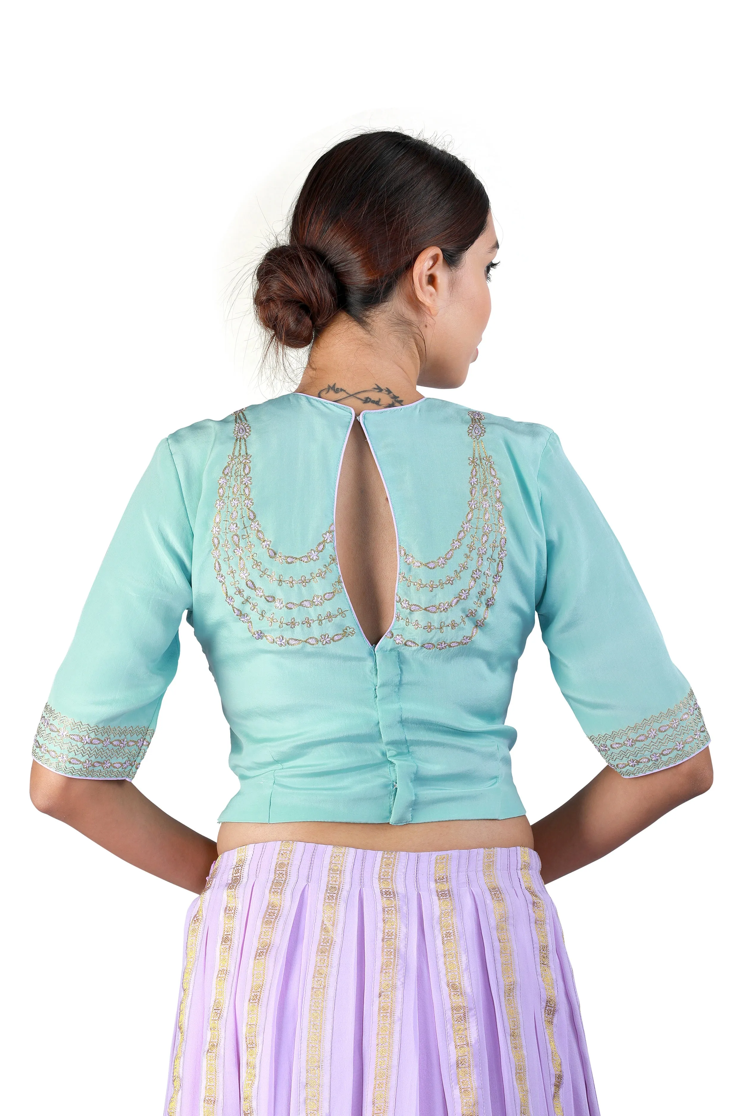 Mauve and Blue Lehenga