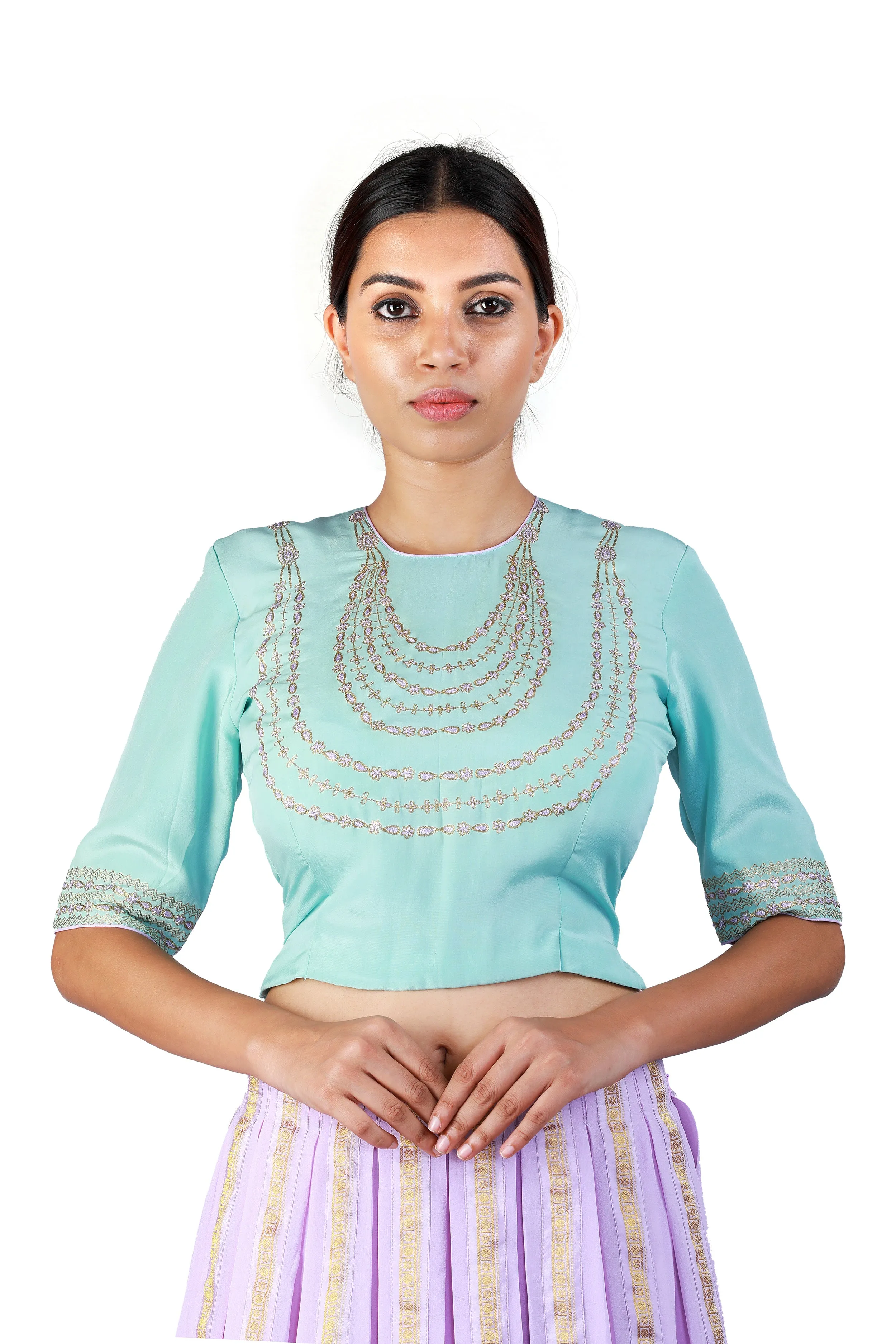 Mauve and Blue Lehenga