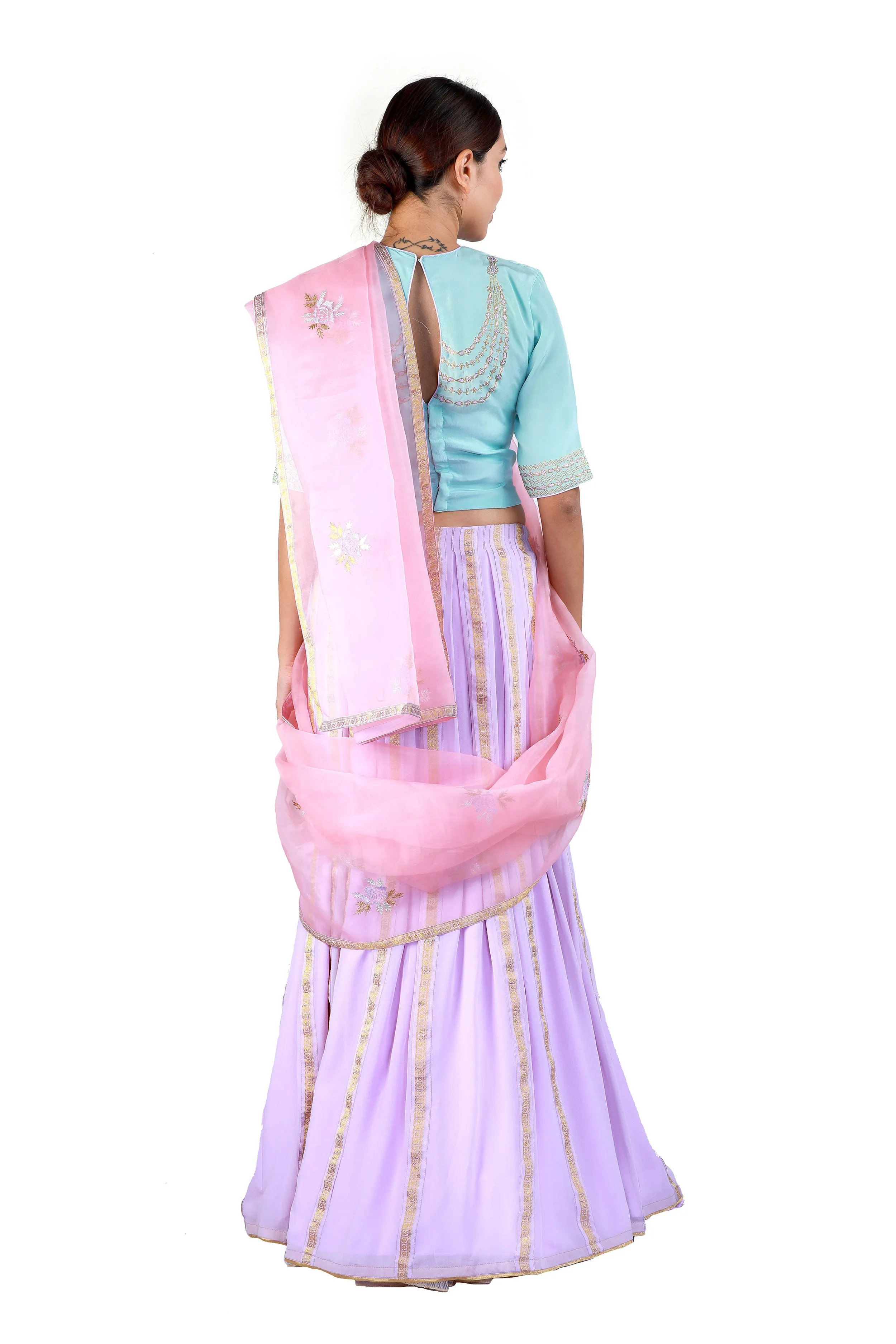 Mauve and Blue Lehenga