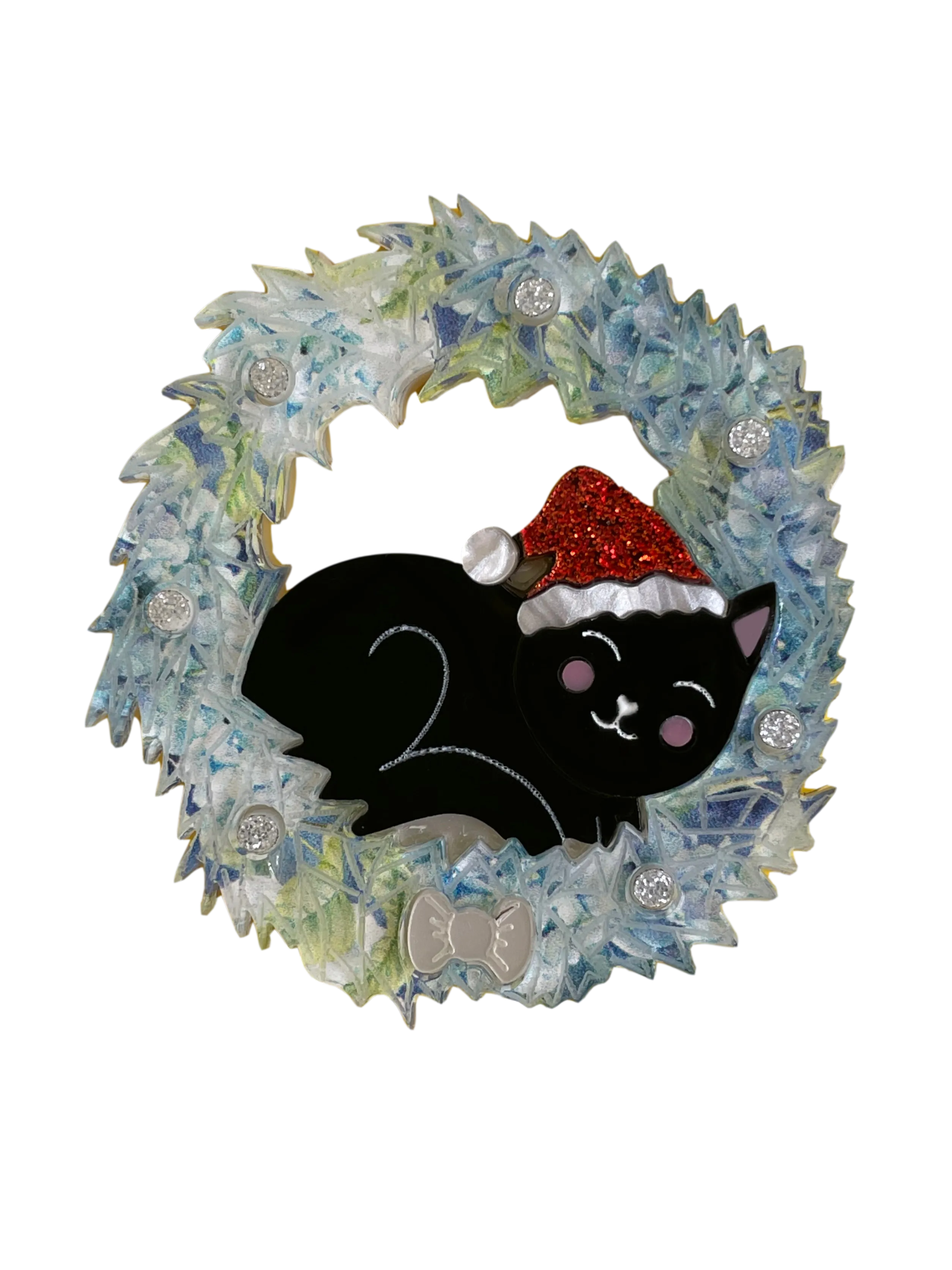 Max the Christmas black kitty - Brooch - Set of 4