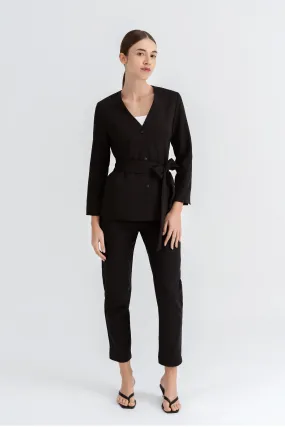 Maygan Belted-Blazer Top