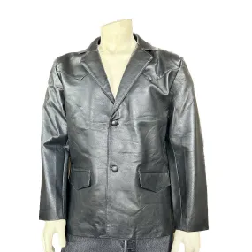 Men's Black Leather Western Blazer Lamb