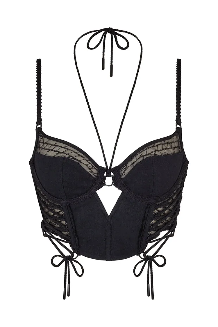 Mila Longline Bra in Onyx