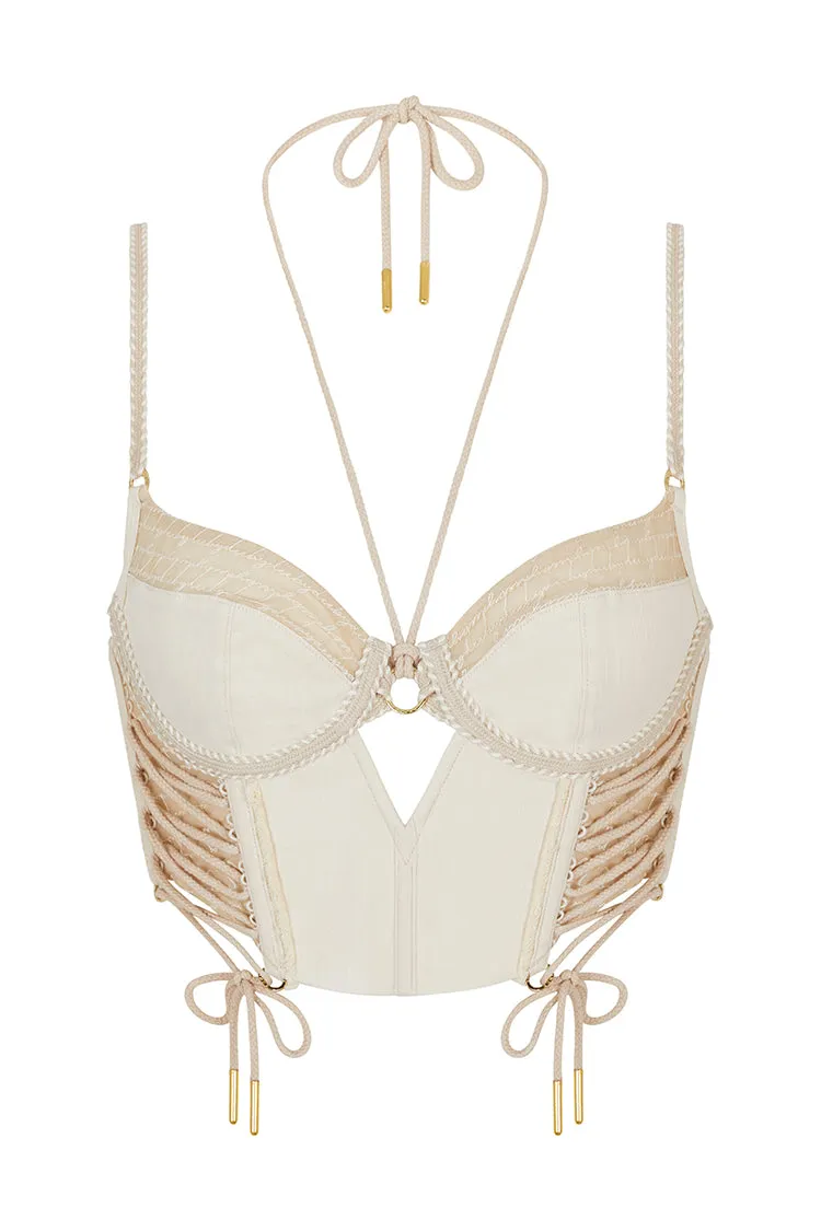 Mila Longline Bra in Pearl