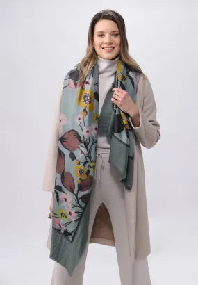 Misty Floral Patchwork Cotton Silk Wrap