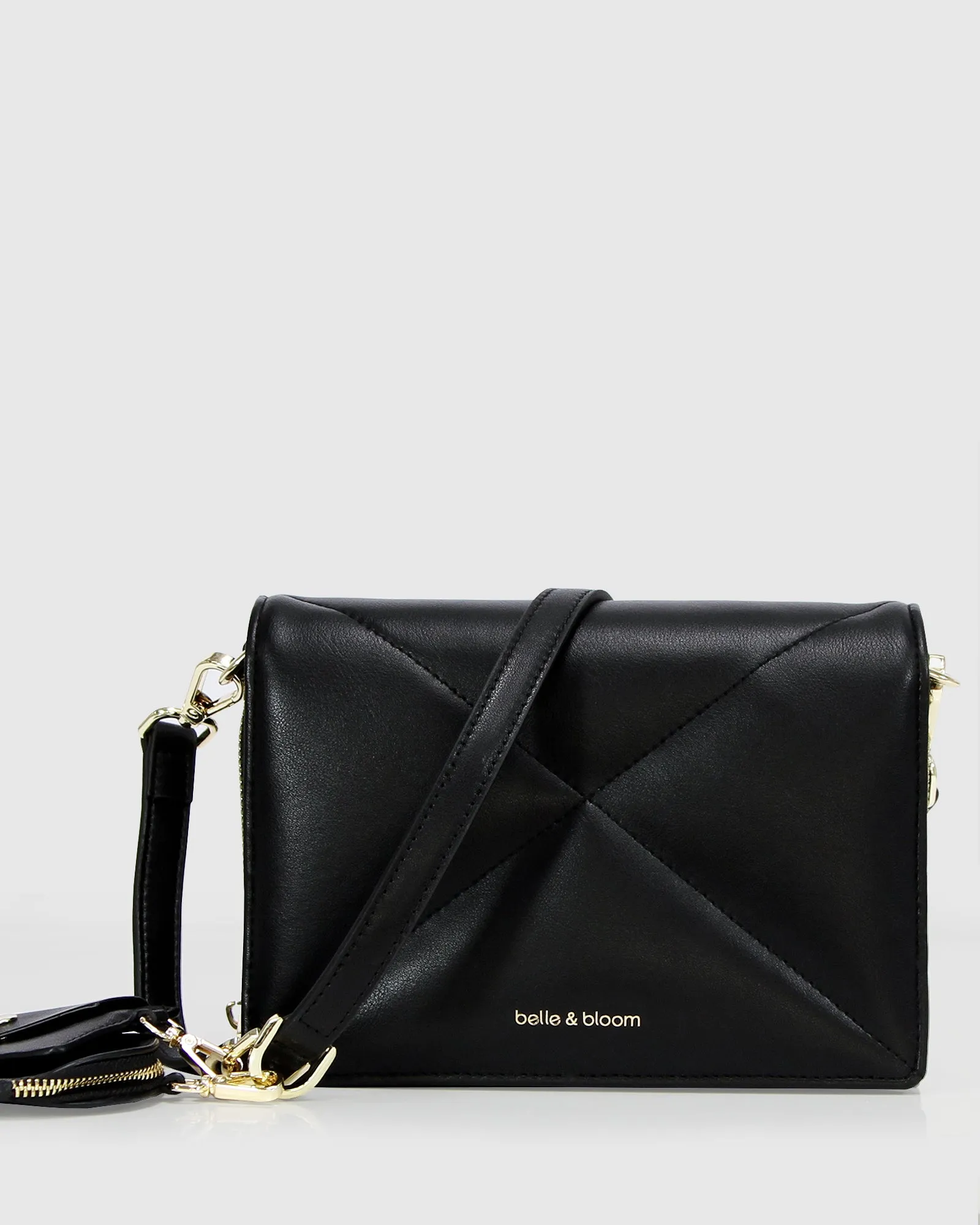 Moonlit Drive Leather Crossbody Bag - Black