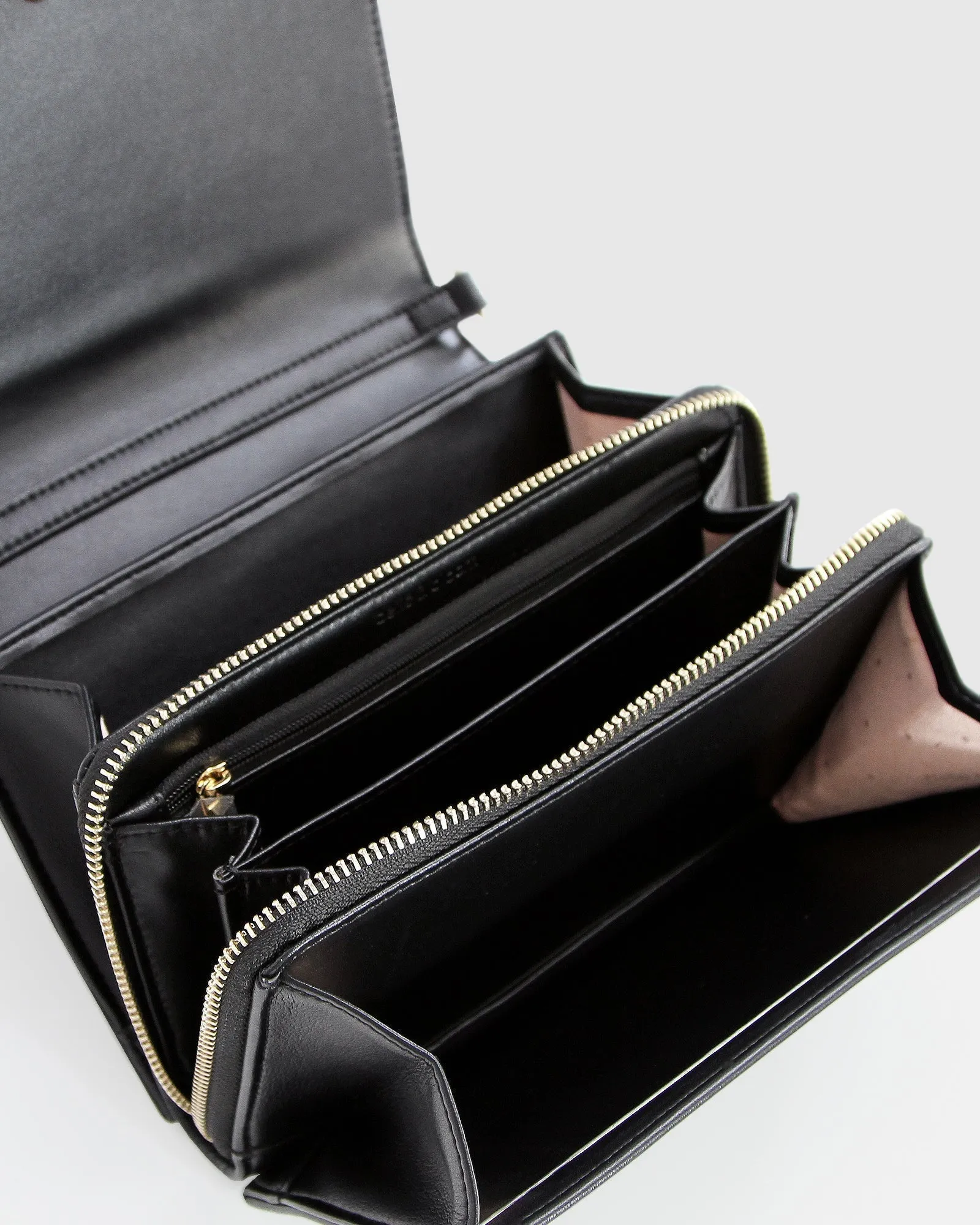Moonlit Drive Leather Crossbody Bag - Black