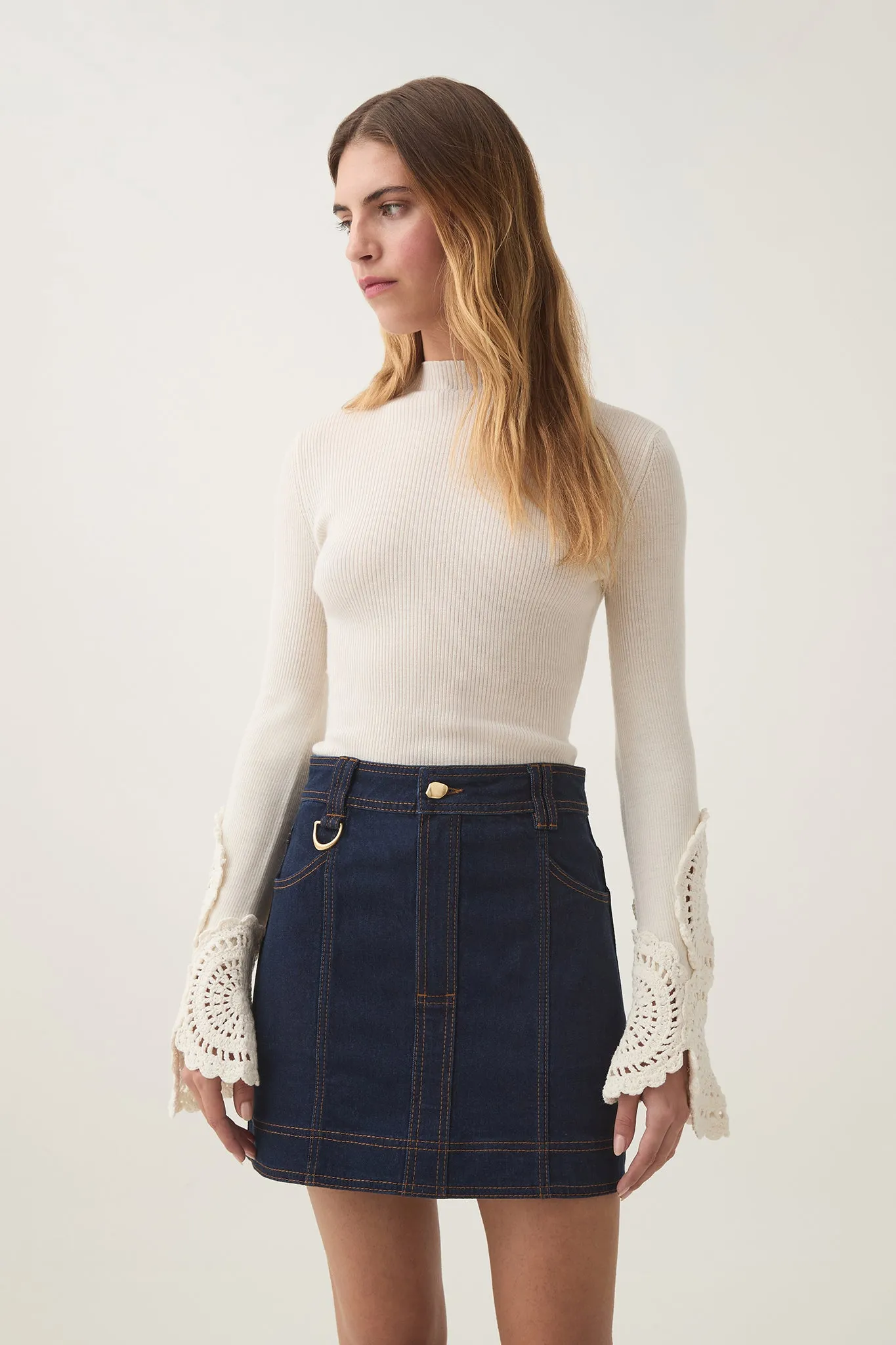 Mosaic Crochet  Detail Knit