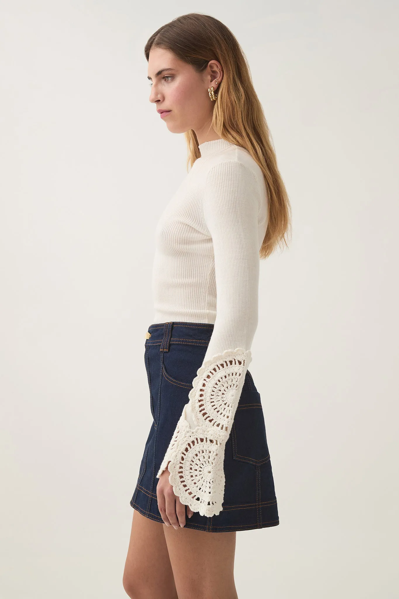 Mosaic Crochet  Detail Knit