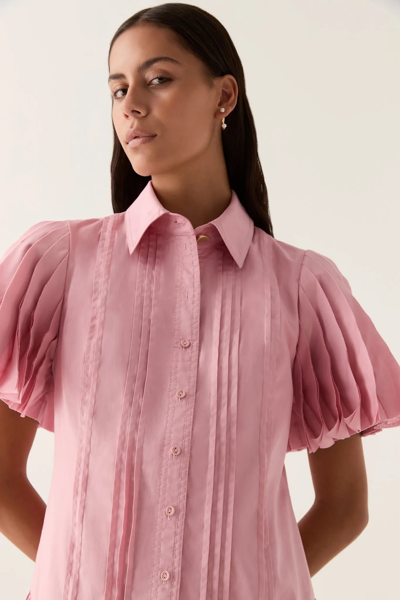 Mythos Pintucked Mini Dress