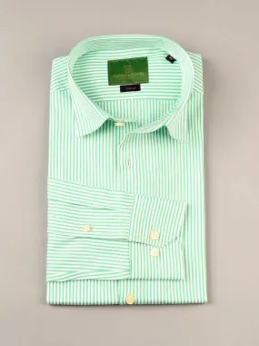 Nabeel & Aqeel Shirt Hidden Button Down Collar R-06 Regular Fit Green & White Striped NSHH6103
