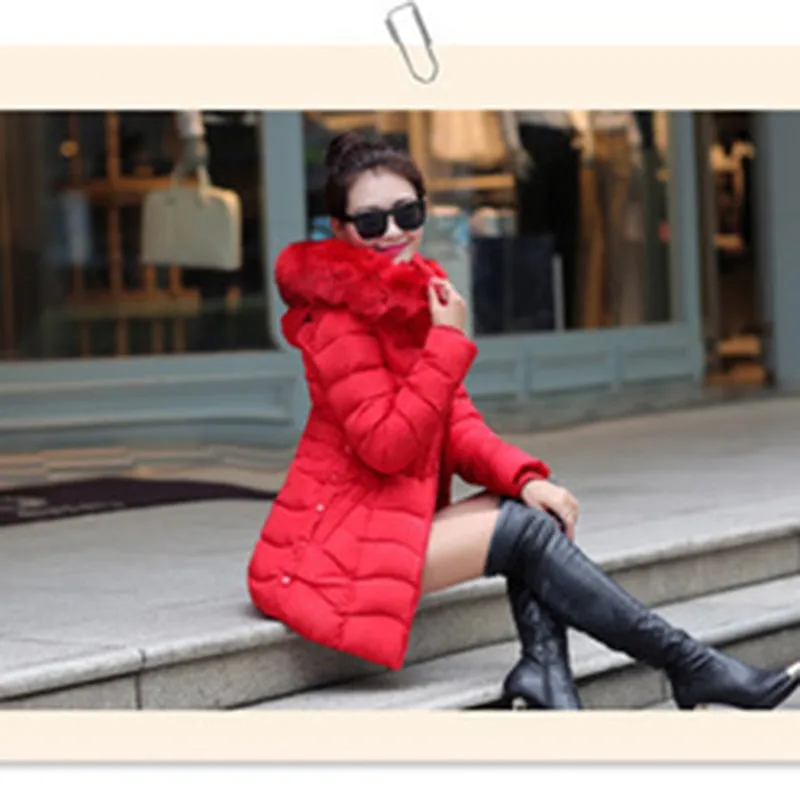 New Arrival Parkas Fashion Coats Women Winter Sweater Fur Collar Hood Warm Cotton Coat Women Clothes