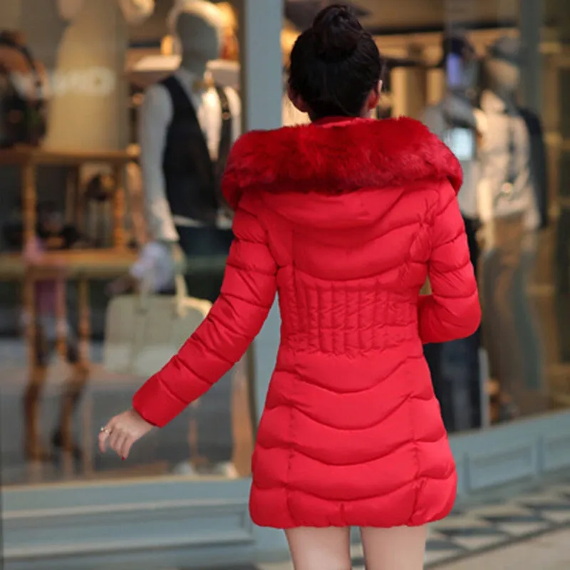 New Arrival Parkas Fashion Coats Women Winter Sweater Fur Collar Hood Warm Cotton Coat Women Clothes