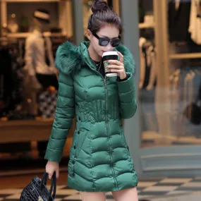 New Arrival Parkas Fashion Coats Women Winter Sweater Fur Collar Hood Warm Cotton Coat Women Clothes