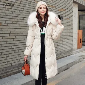 New Arrival Parkas Fashion Coats Women Winter Sweater Fur Collar Hood Warm Cotton Coat Women Clothes
