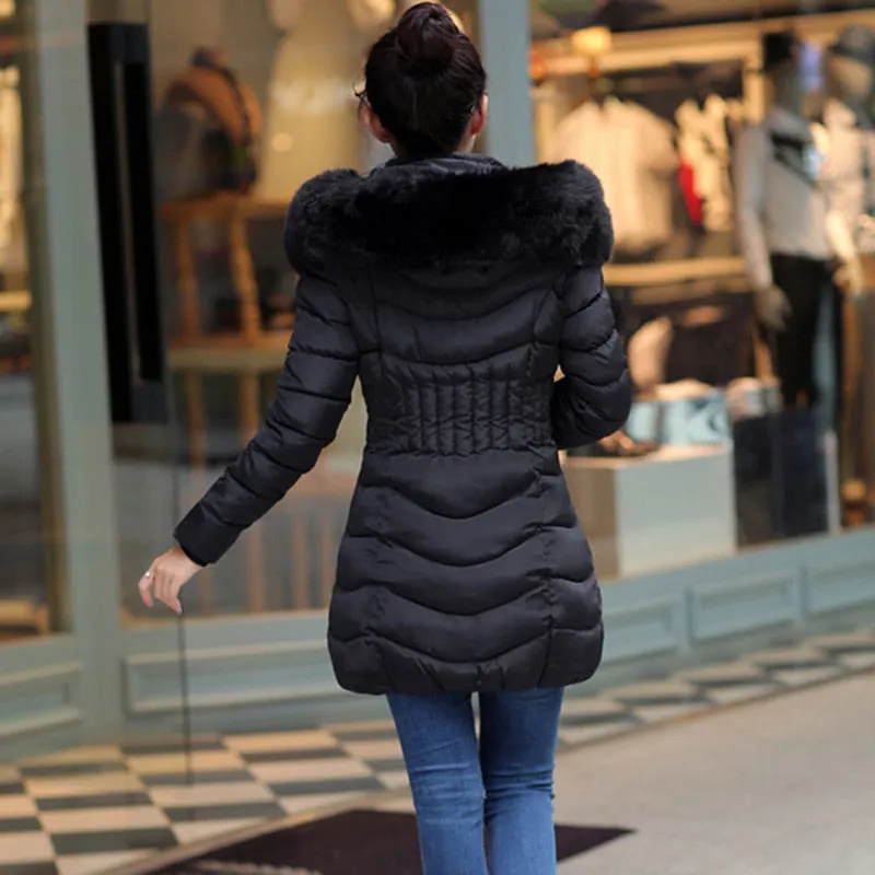 New Arrival Parkas Fashion Coats Women Winter Sweater Fur Collar Hood Warm Cotton Coat Women Clothes