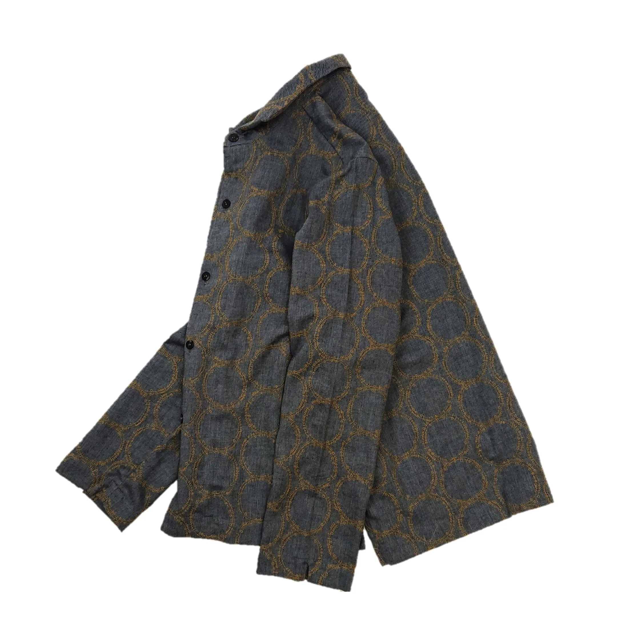 NUNO Overshirt: "Cotton Stem" (Charcoal Gray w/ Amber Embroidery, S/M)