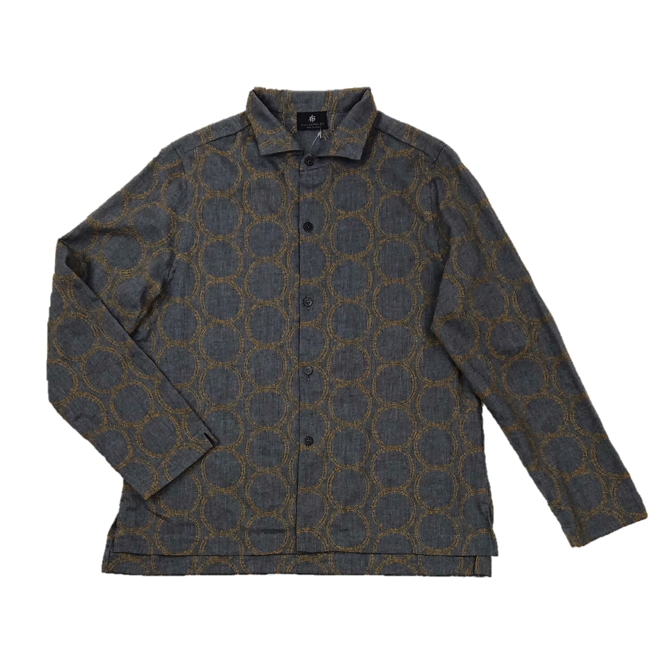 NUNO Overshirt: "Cotton Stem" (Charcoal Gray w/ Amber Embroidery, S/M)