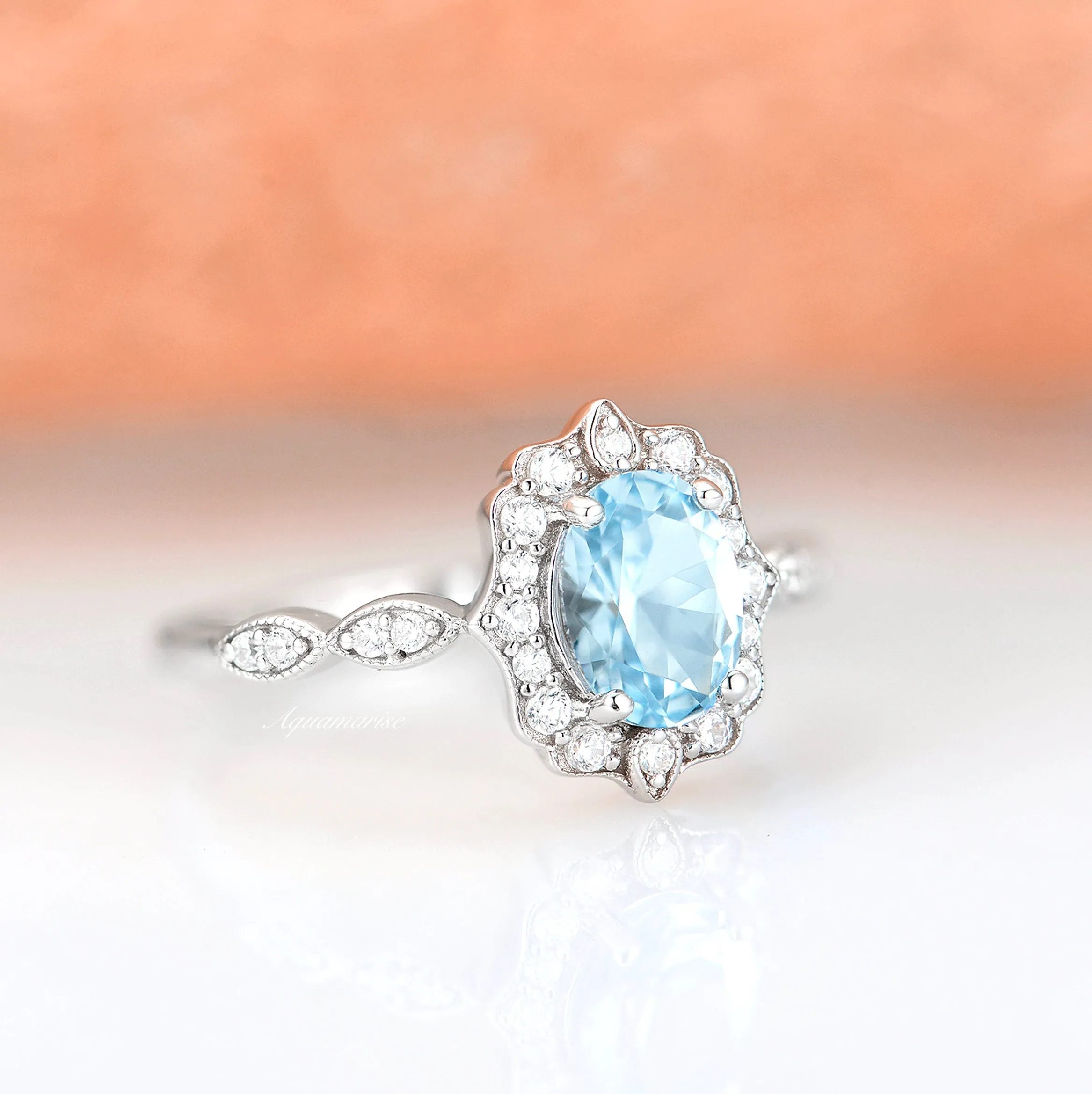Ophelia Aquamarine Ring- Sterling Silver