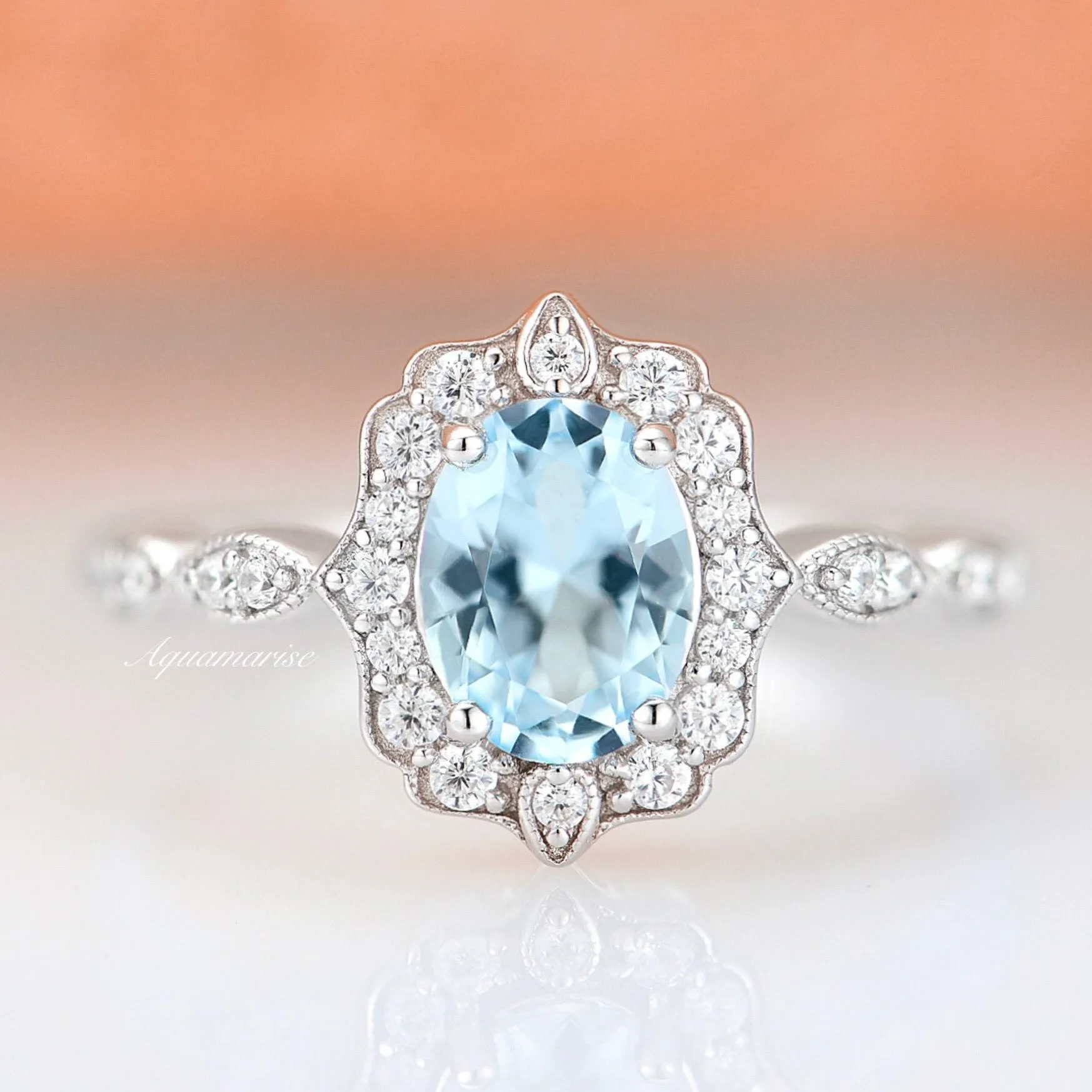 Ophelia Aquamarine Ring- Sterling Silver