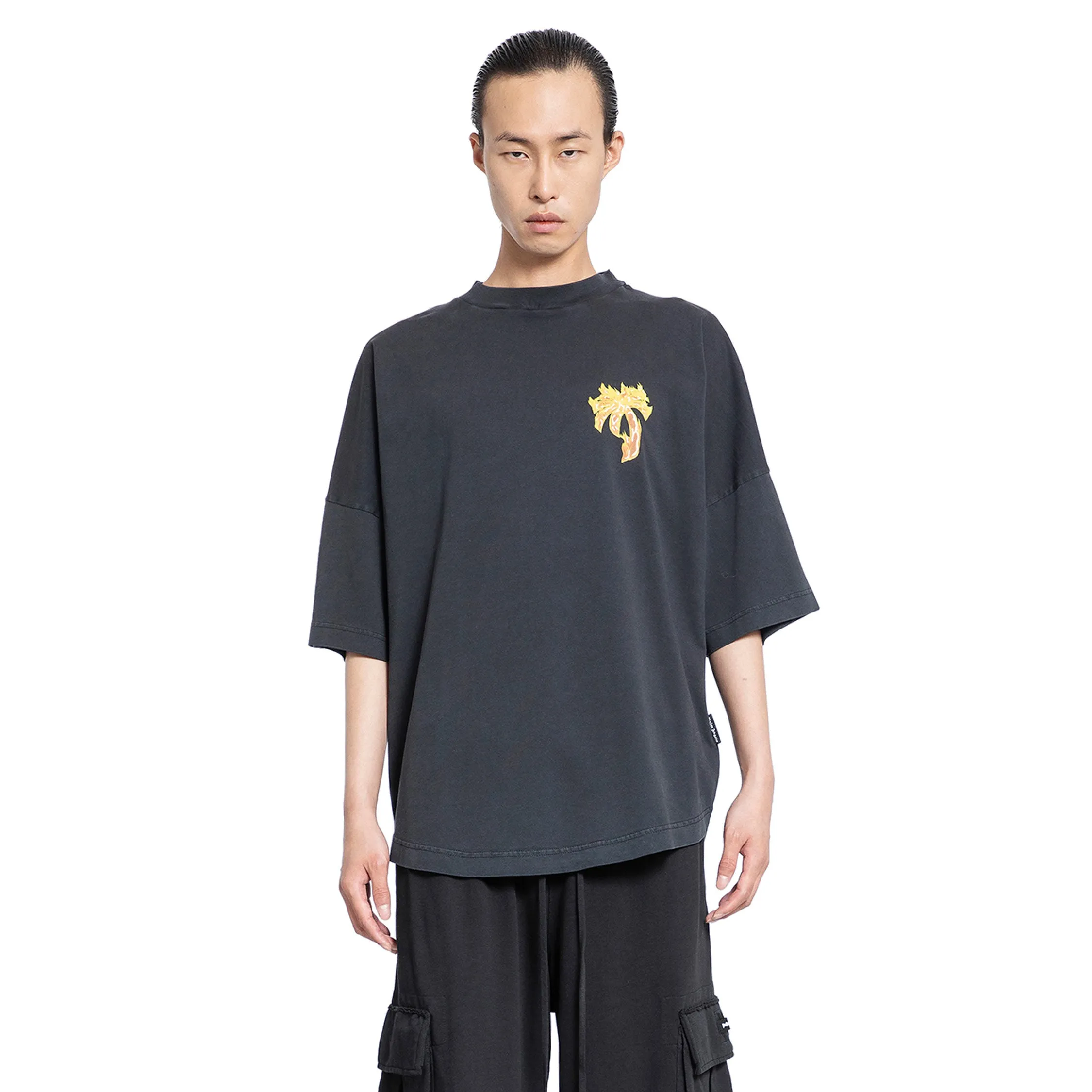 PALM ANGELS MAN BLACK T-SHIRTS & TANK TOPS