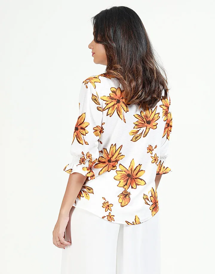 Printed Blouse with ¾ Sleeves