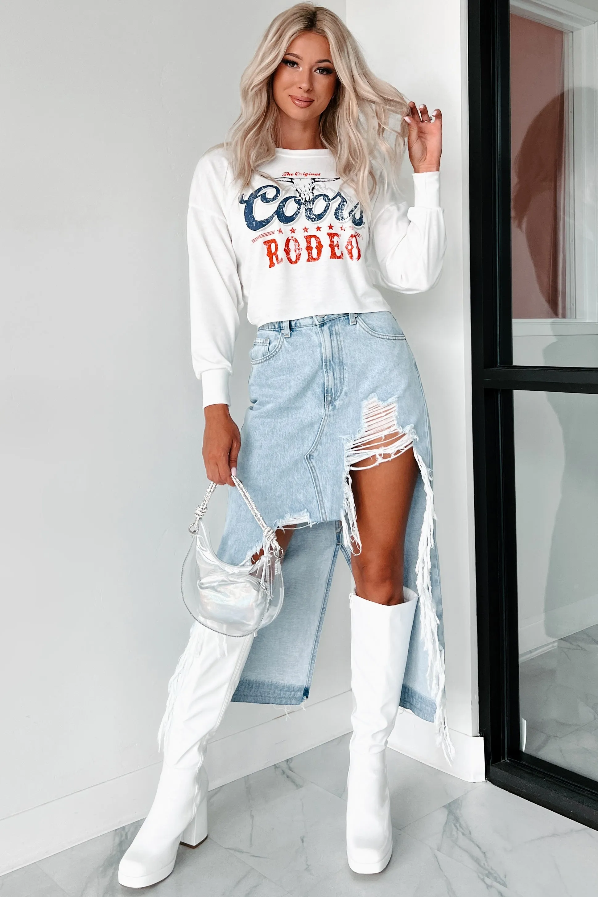 "Wild West Cowboys" Graphic Crop Tee (Ivory)