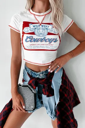"Wild West Cowboys" Graphic Crop Tee (Ivory)